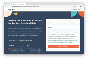 Confirm your account to access the Content Assistant beta