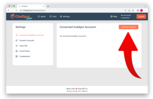 Choose your HubSpot account to connect to ChatSpot