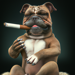 DALL-E creation of a photorealistic picture of a dog smoking a cigar