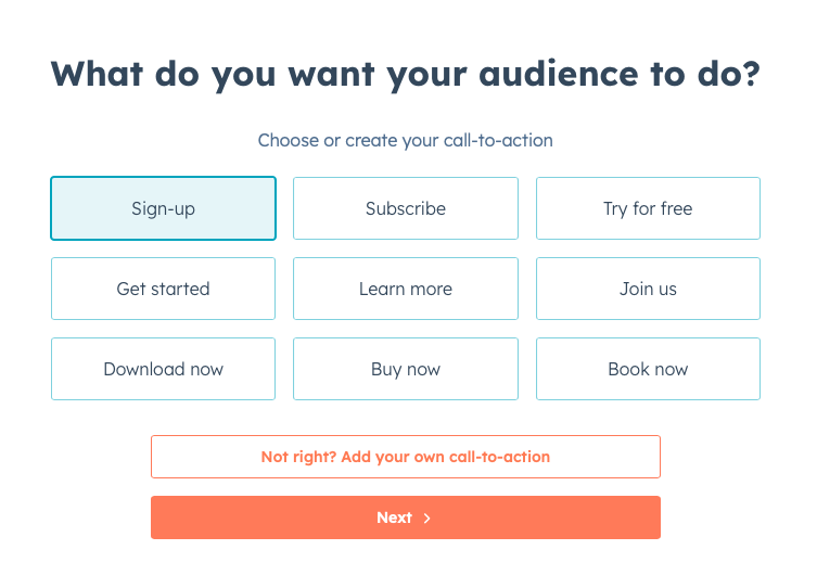 Select your call-to-action
