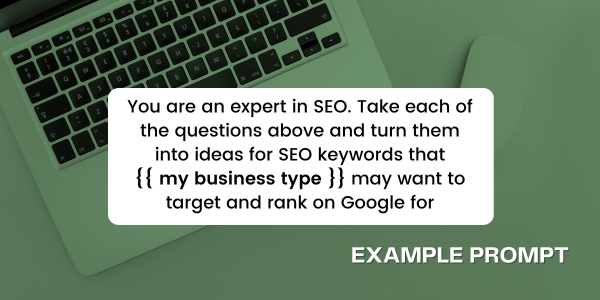Example prompt for SEO keywords