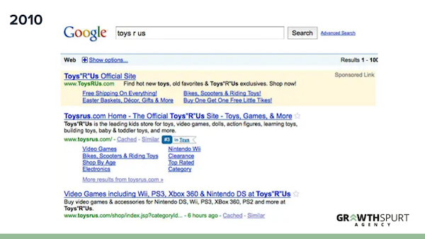 2010 Google Search Results Page
